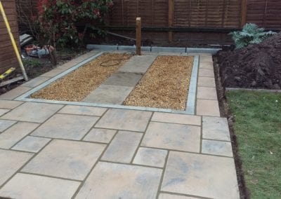 A photo of a garden after landscaping construction